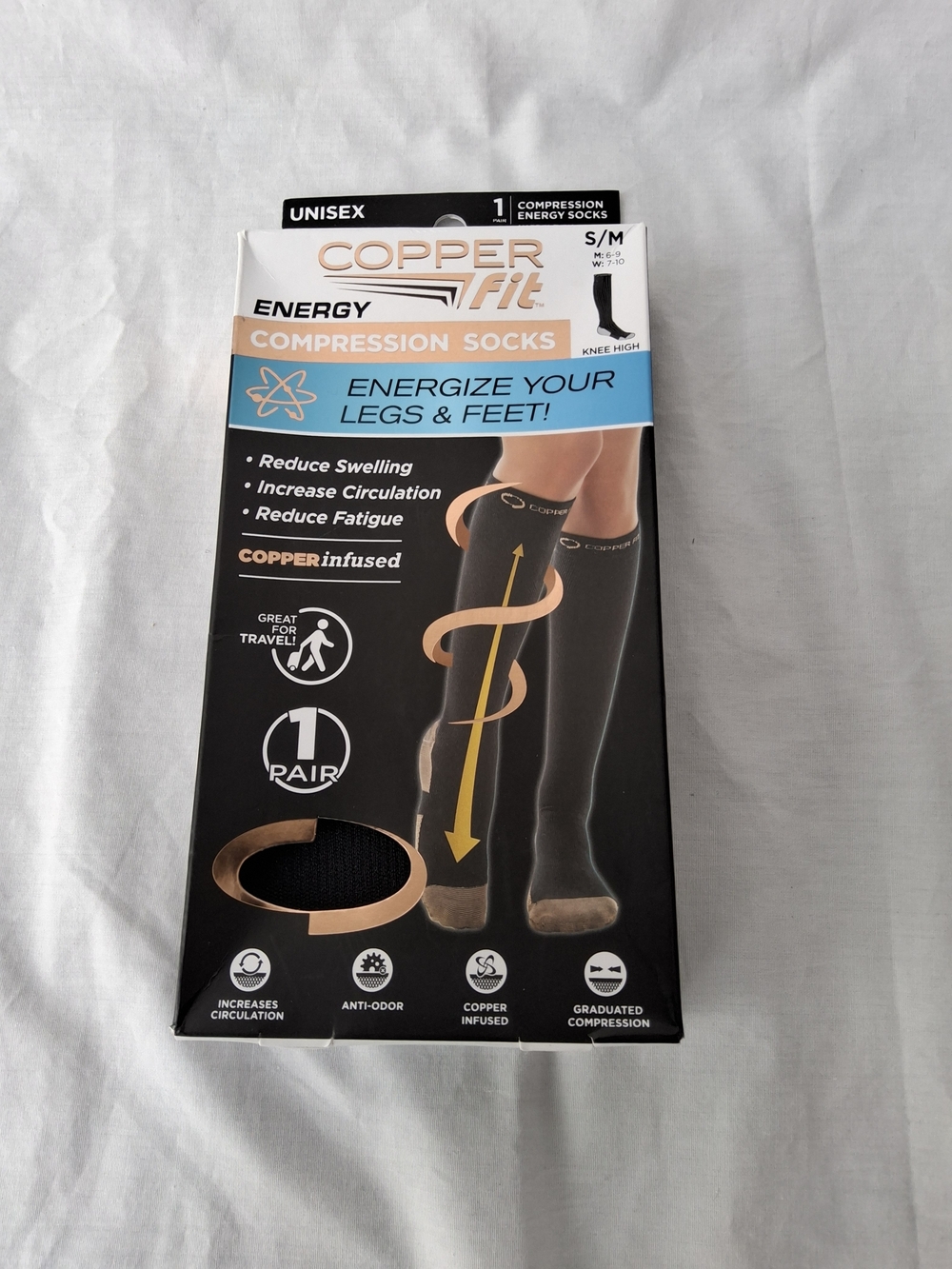 Copper Fit Compression Energy Socks - Black & Copper